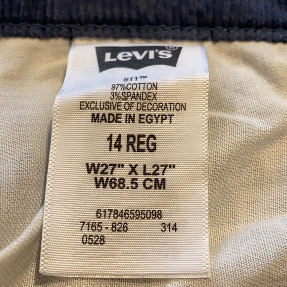 Levi’s SZ 14 27 x 27 511 Slim Fit Corduroy Jeans - Picture 7 of 9